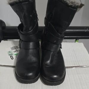 Brash Black Faux-Fur Trim Ankle Boots